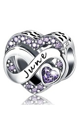 delightful silver heart June birthstone baby charm